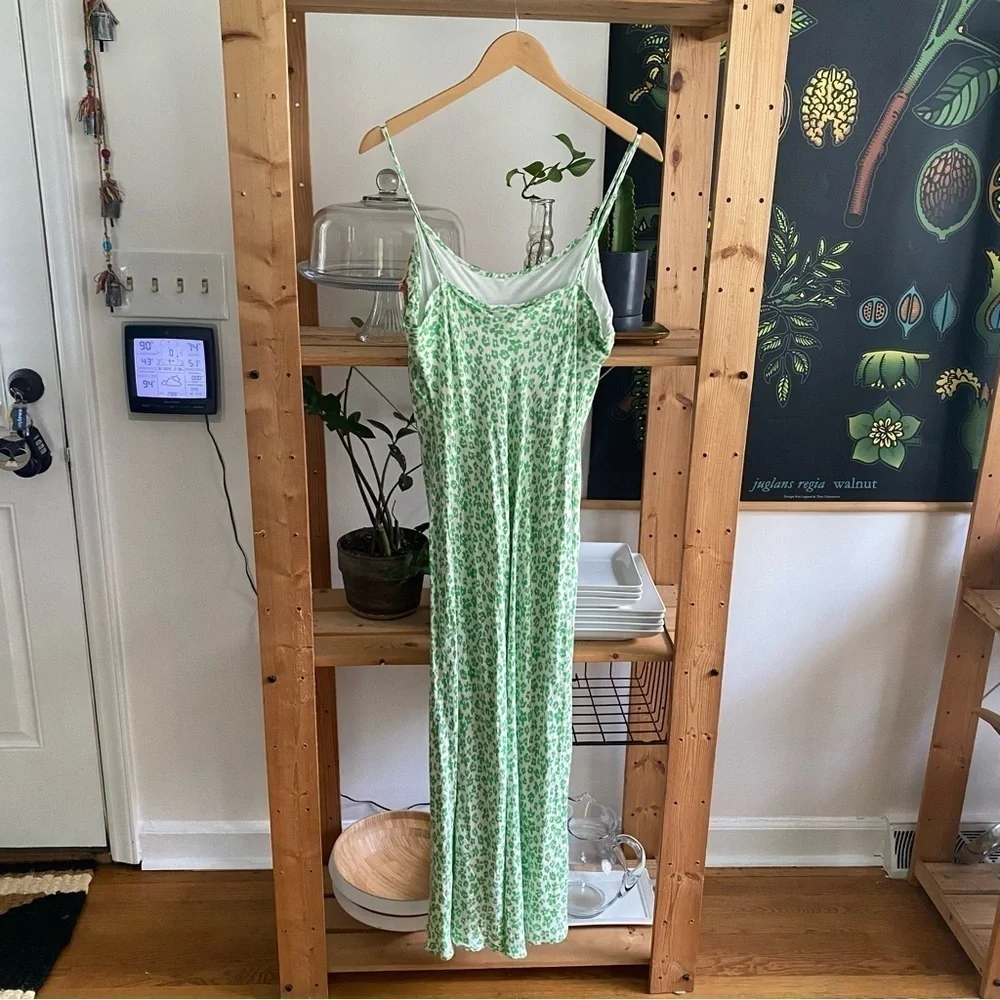 Rixo X Target Green Animal Leopard Print Colorful Ruffle Midi Slip Dres Large - Picture 7 of 15